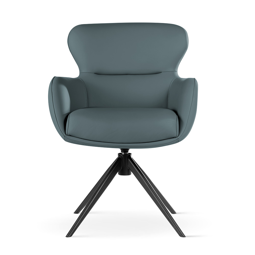 Krzesło obrotowe skóra naturalna HEATHER szaroniebieski/czarny