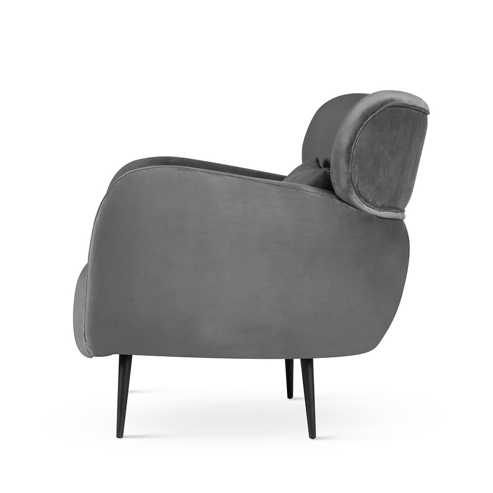 Fotel w nowoczesnym stylu do czytelni BUENO z grafitowego weluru