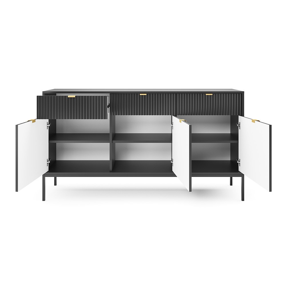 Komoda LAMELO LA04 w kolorze czarnym ze złotymi akcentami