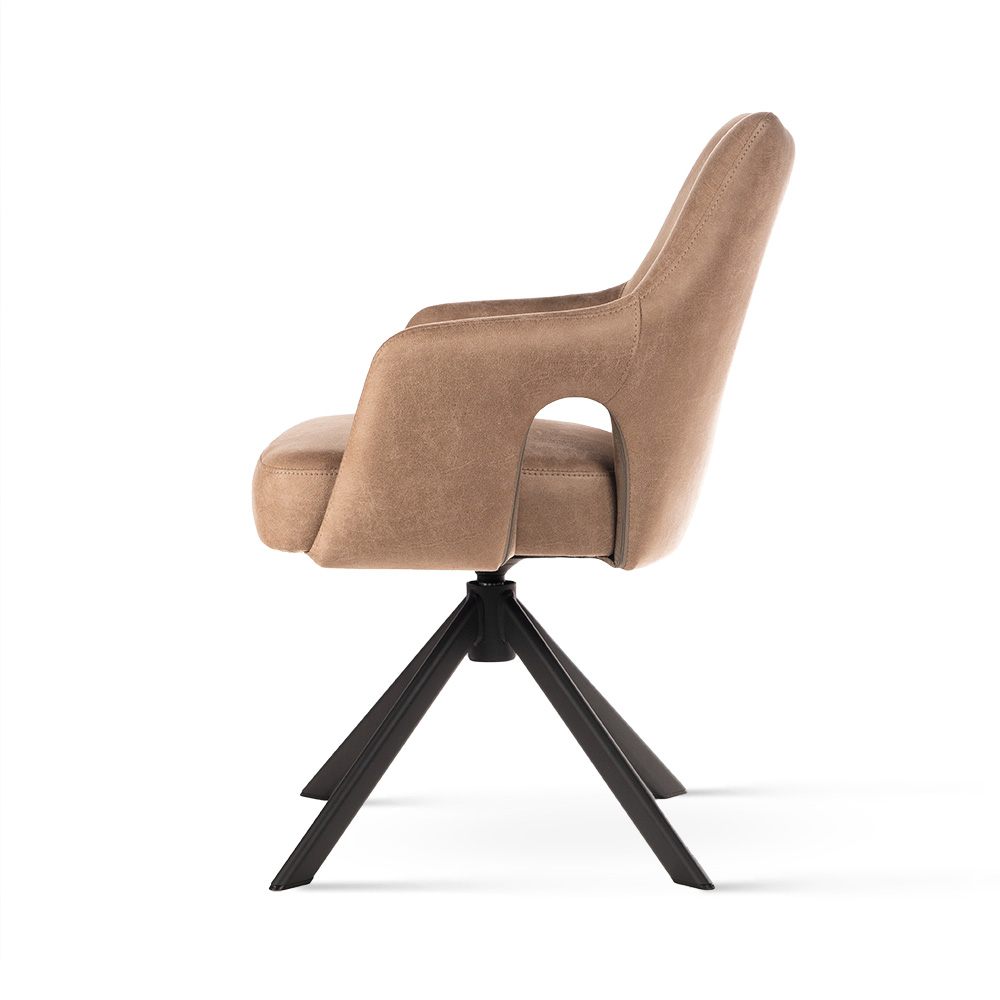 Nowoczesne krzesło obrotowe Vesper w kolorze cappucino skóra mielona