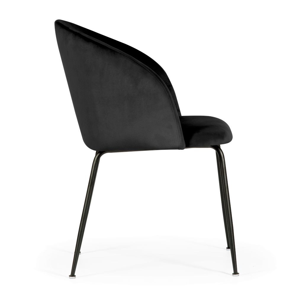 Czarne kubełkowe krzesło SUSAN na czarnej, metalowej nodze