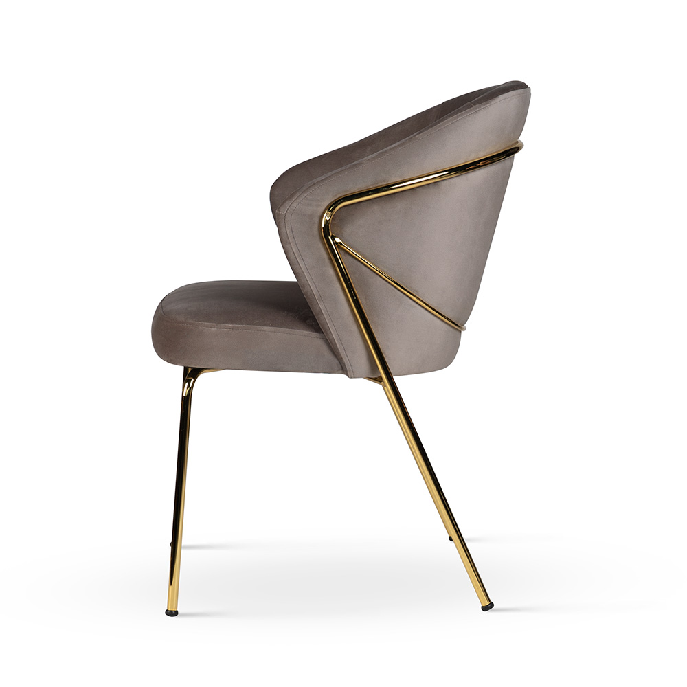 Nowoczesne krzesło tapicerowane TOMMY beż/nogi złote