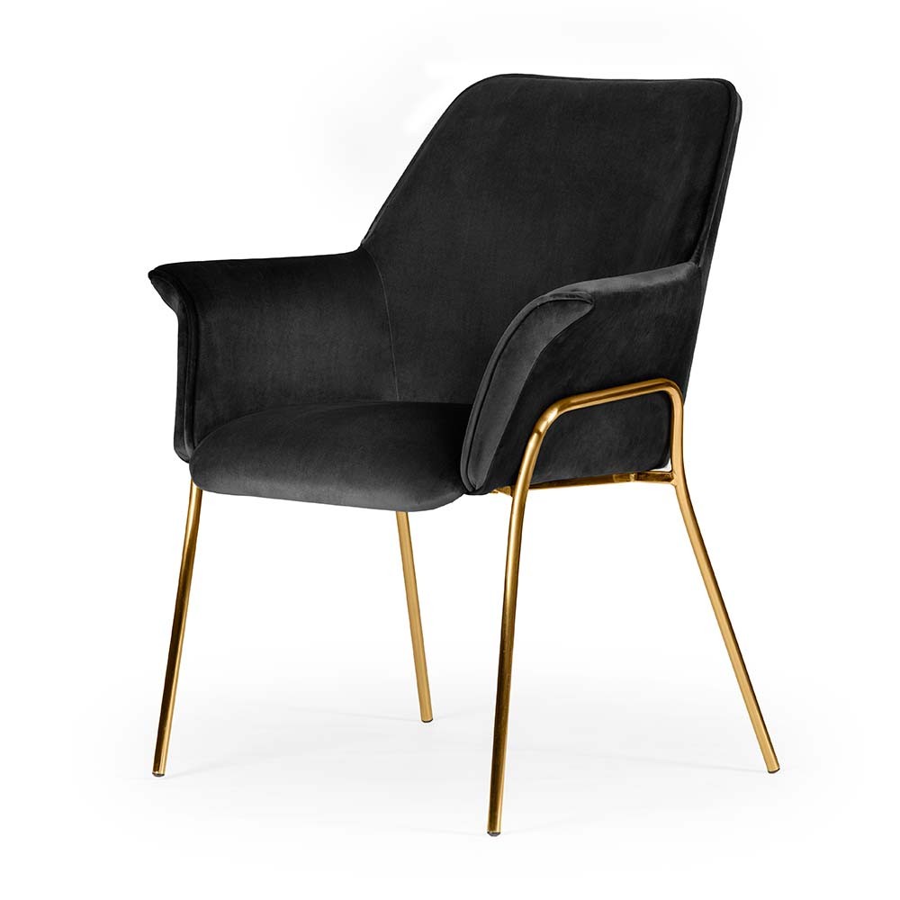 Czarny fotel jadalniany Margot na złotych nóżkach w stylu modern classic