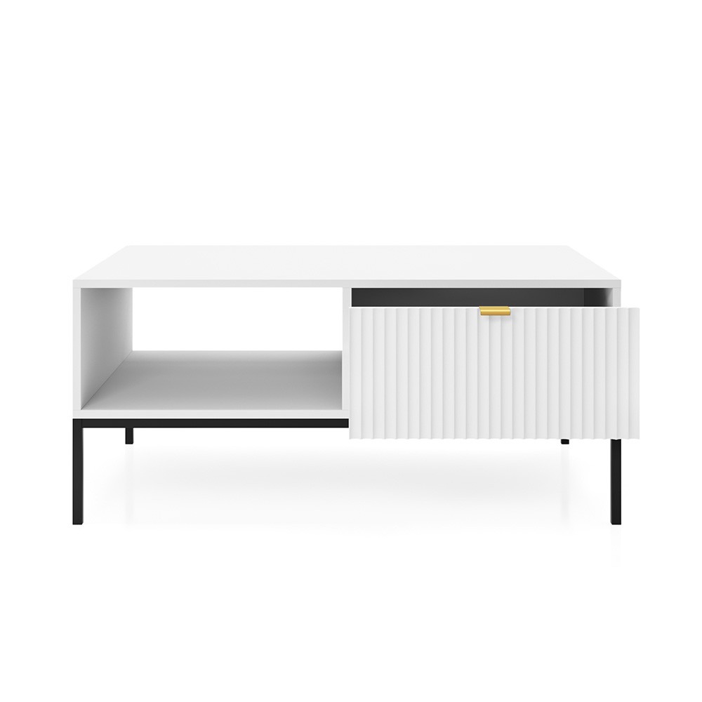 Ława systemowa LAMELO LA05 w kolorze białym na czarnych nogach