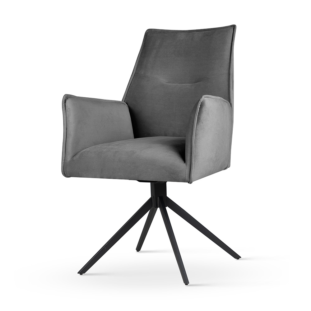 Zestaw 6 Krzeseł Obrotowych SOPHIA W Szarej Tkaninie/Noga Czarna