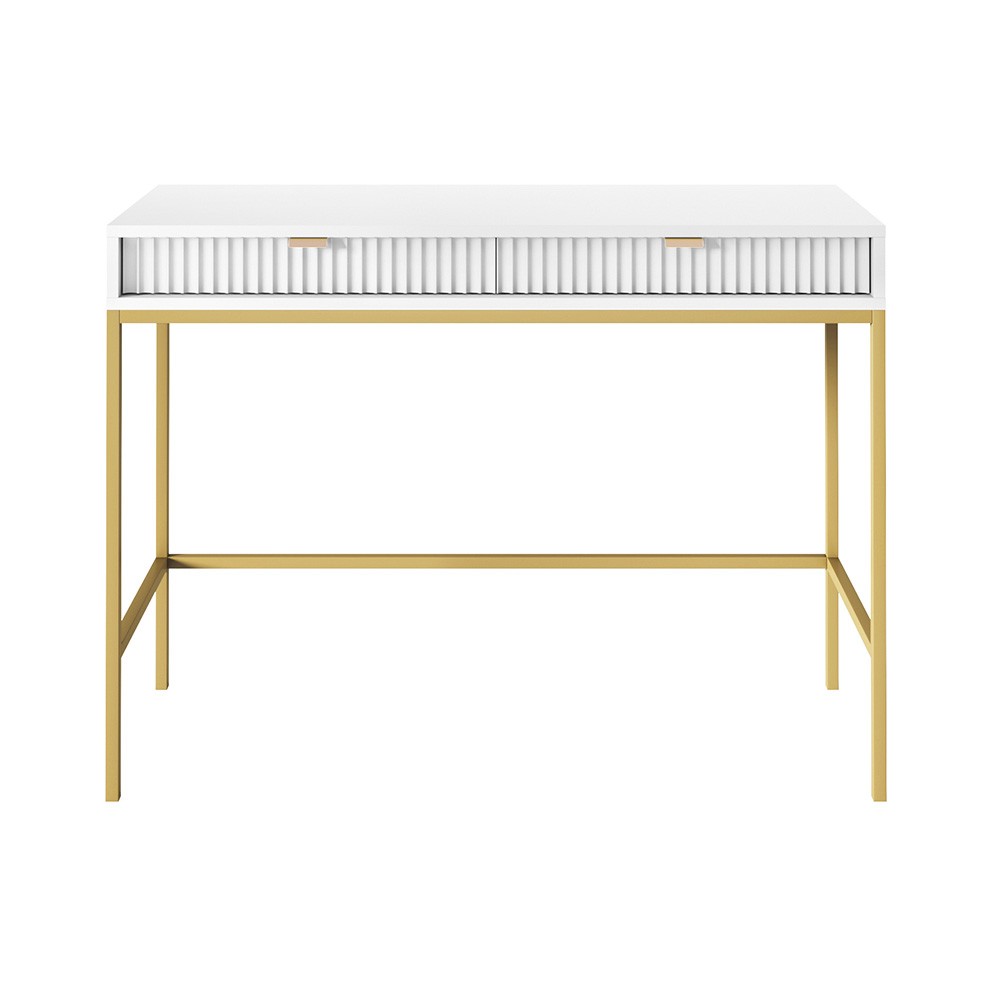Biurko LAMELO LA07 w kolorze białym na złotych nogach