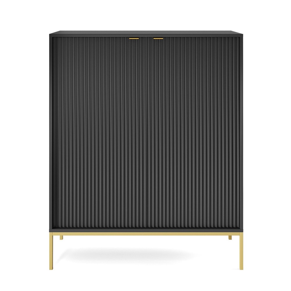 Wysoka komoda LAMELO LA03 w kolorze czarnym na złotych nogach