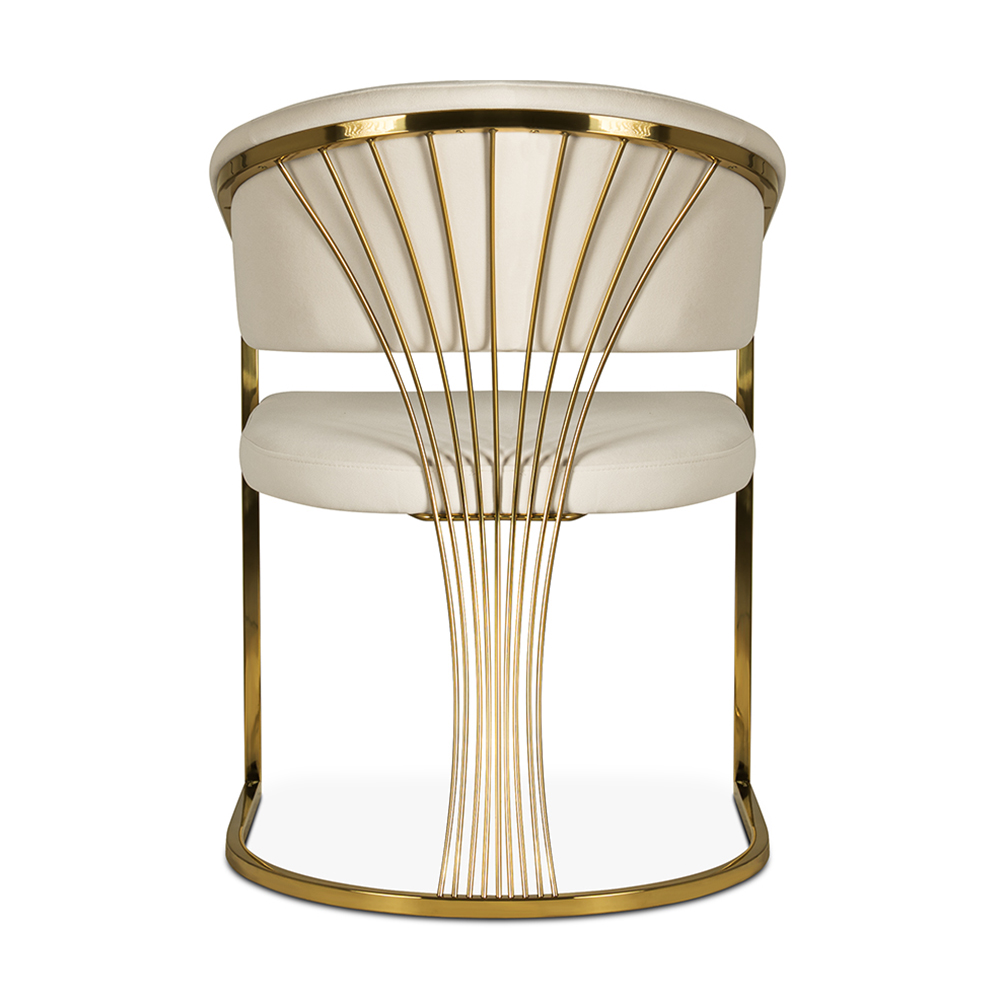 Ekskluzywne krzesło na złotym stelażu Marcille 3 w kolorze kremowym