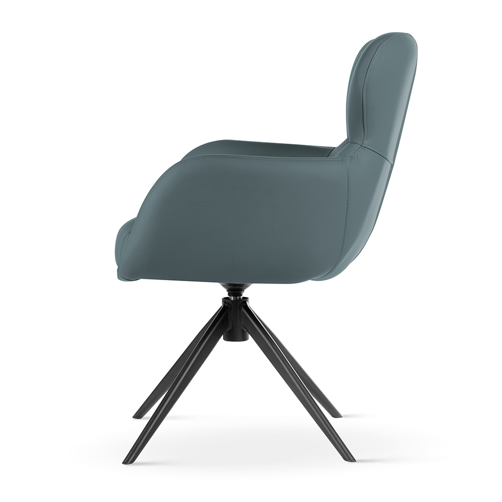 Krzesło obrotowe skóra naturalna HEATHER szaroniebieski/czarny