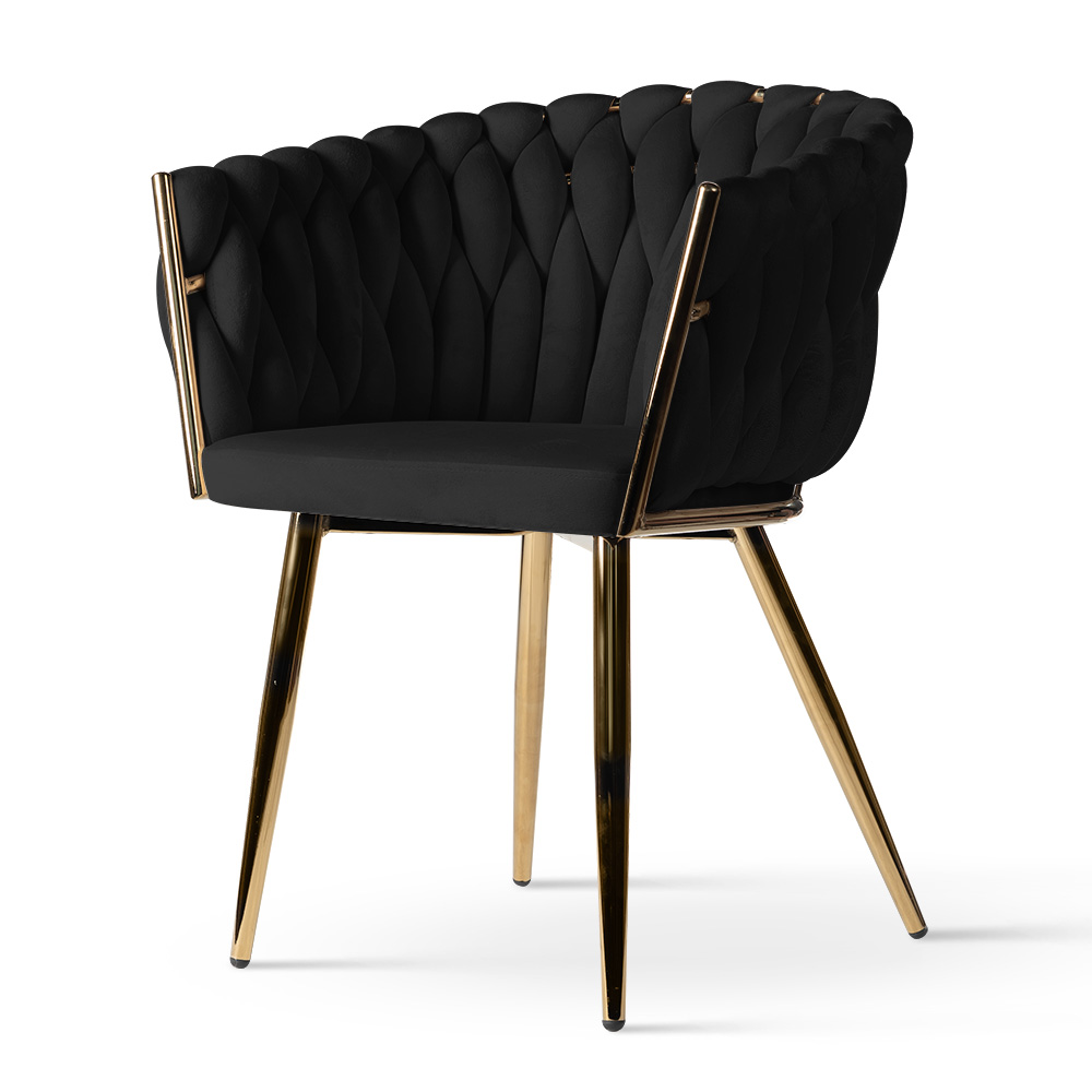 Krzesło Rose glamour na złotych nogach w kolorze czarnym